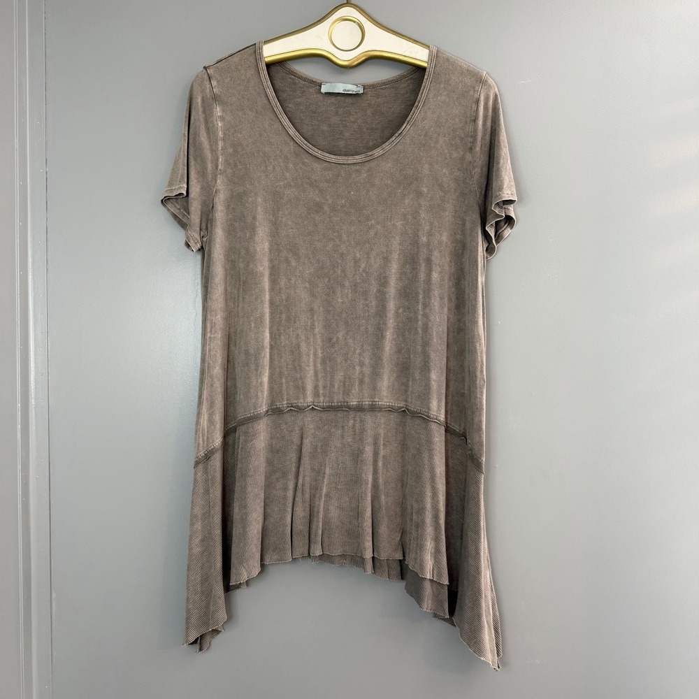Chatoyant Mineral Wash Top Desert Taupe Large Lagenlook Layering Boho Comfort